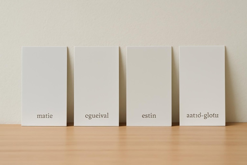 Four paint sample cards showing matte, eggshell, satin, and semi-gloss finishes